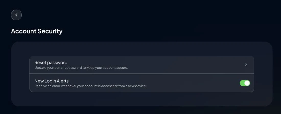 Current web Account Security controls