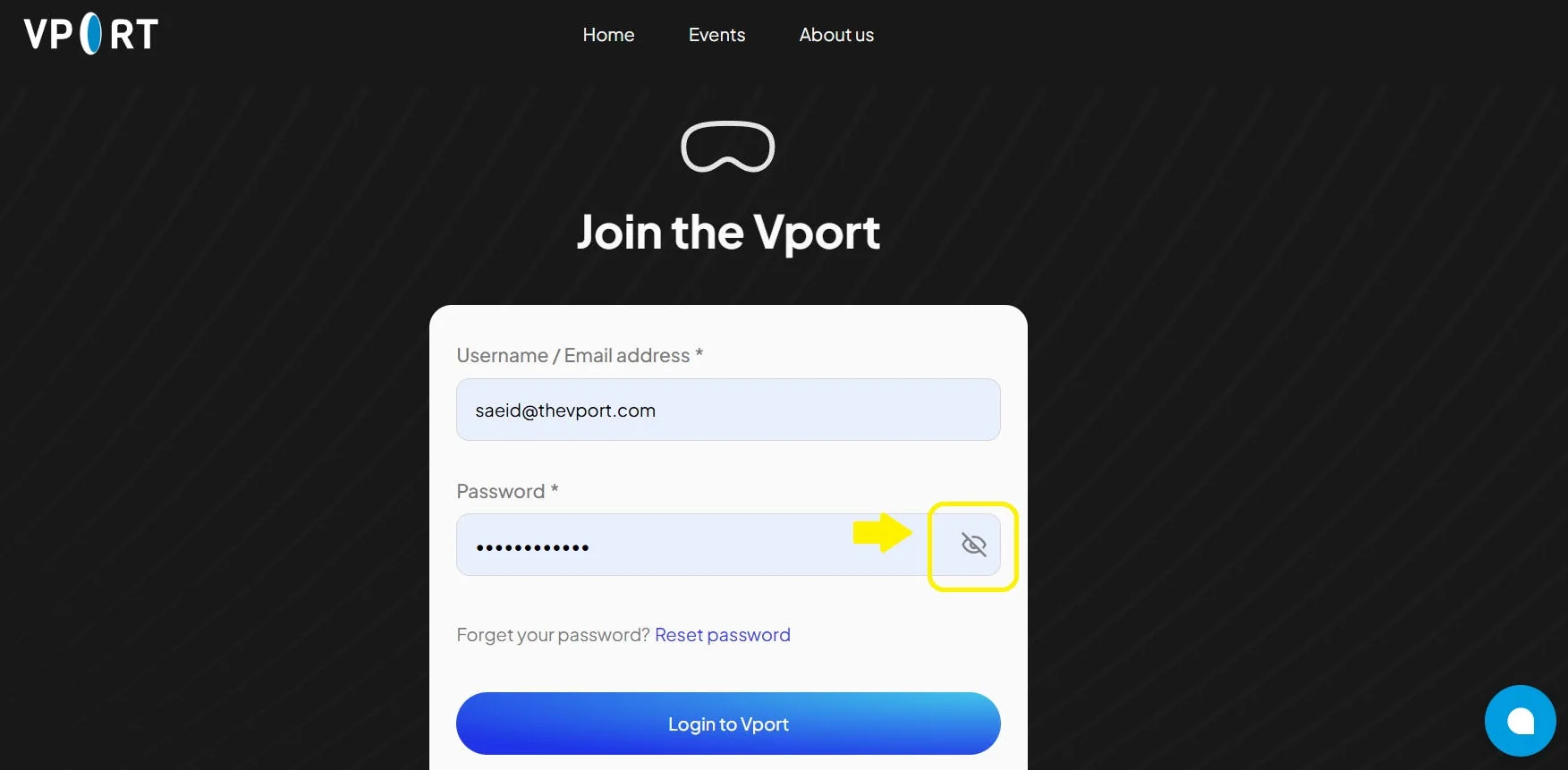 Web login form