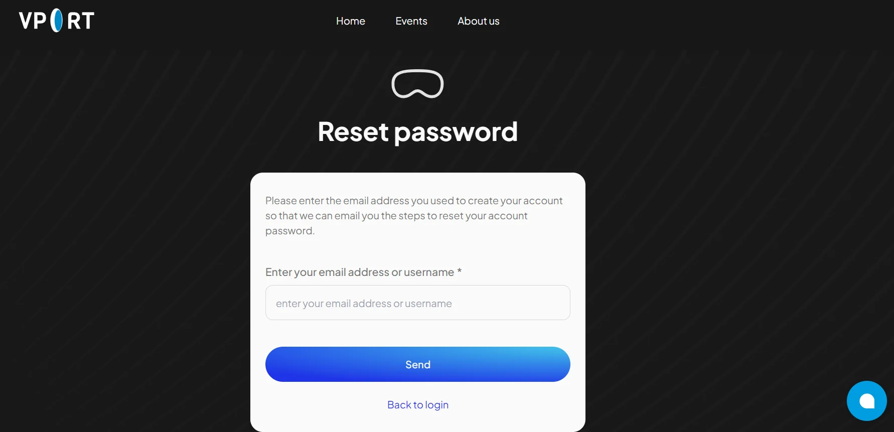 Reset password form