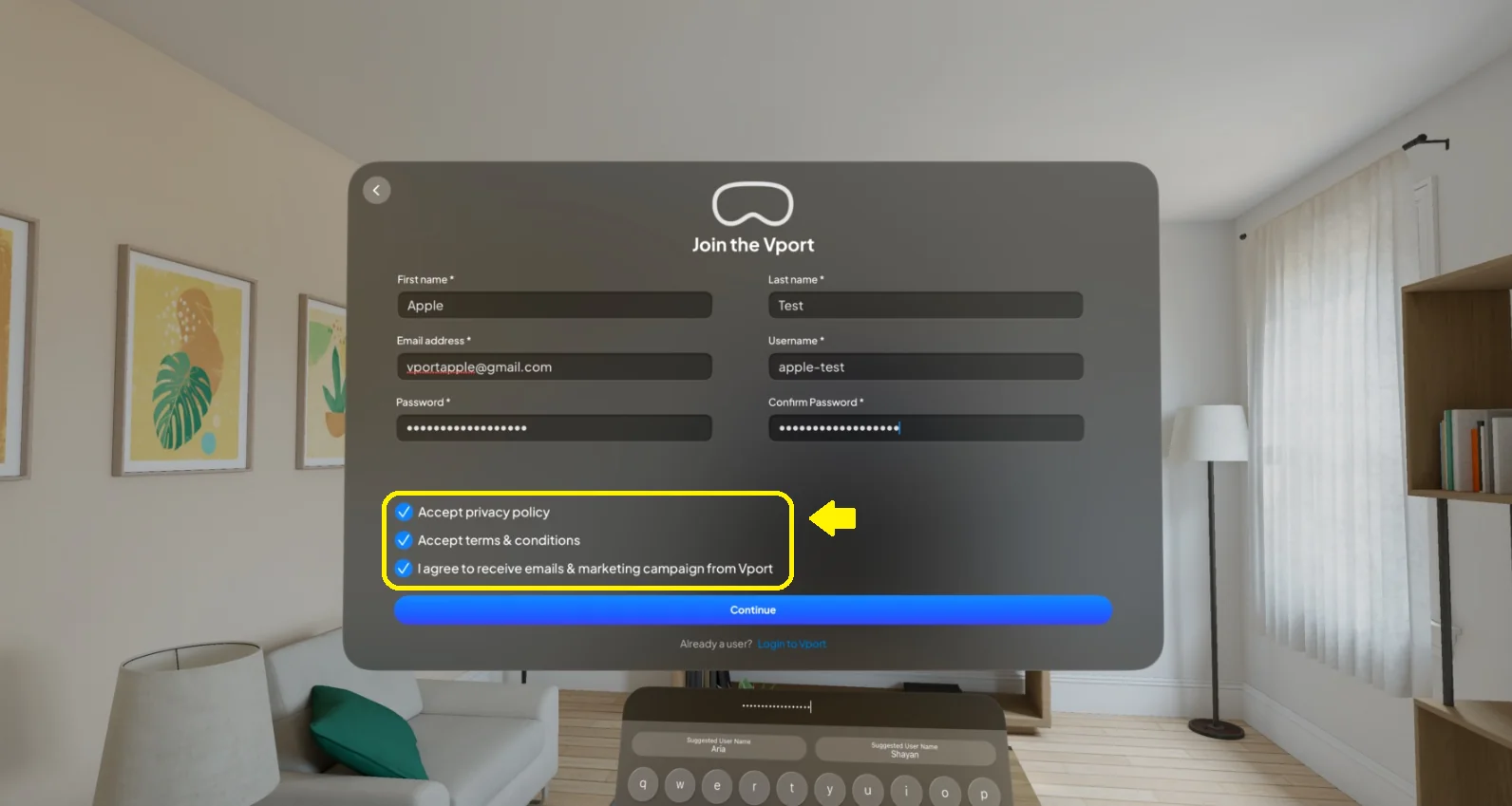 Vision Pro terms acceptance