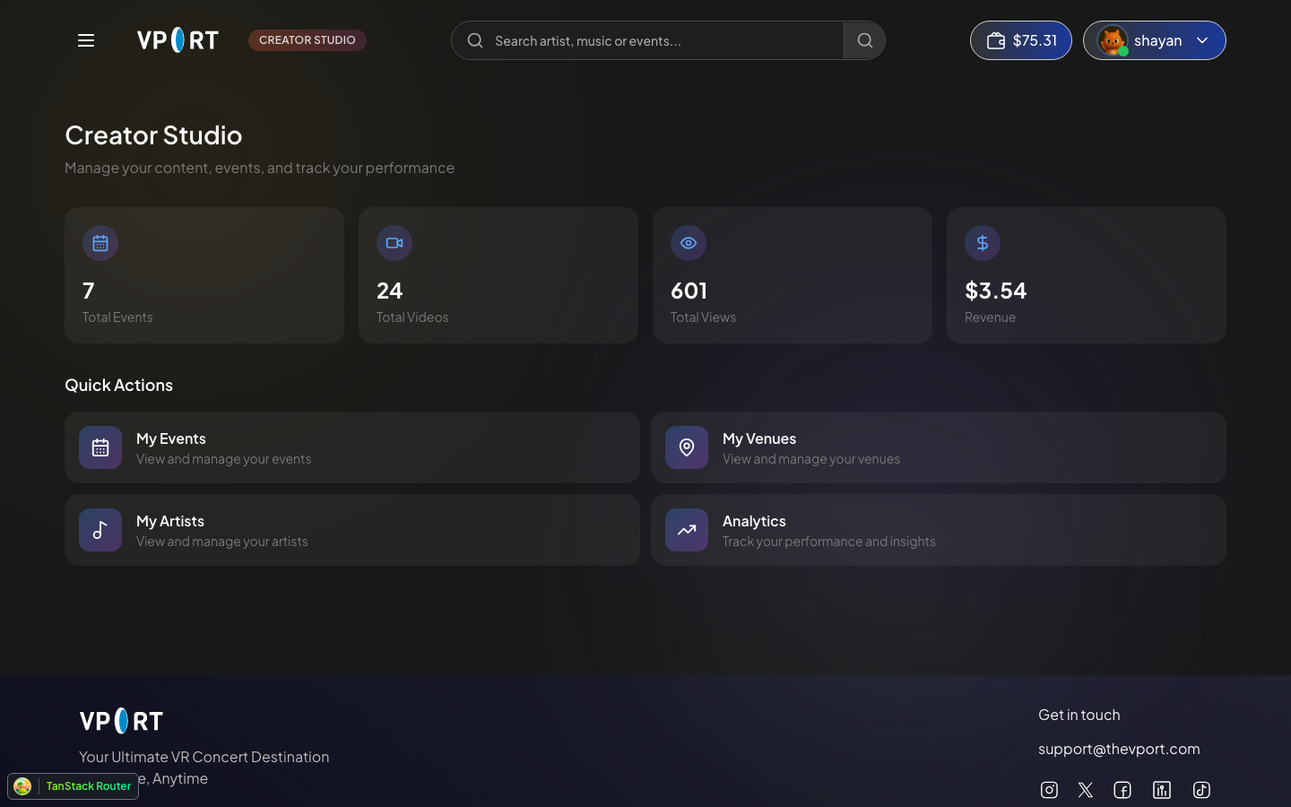 Creator Studio Dashboard