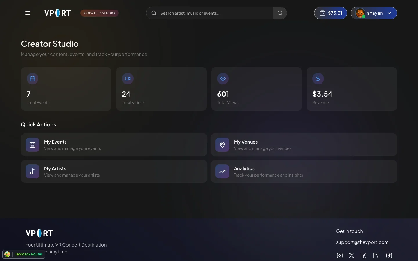 Creator Studio Dashboard