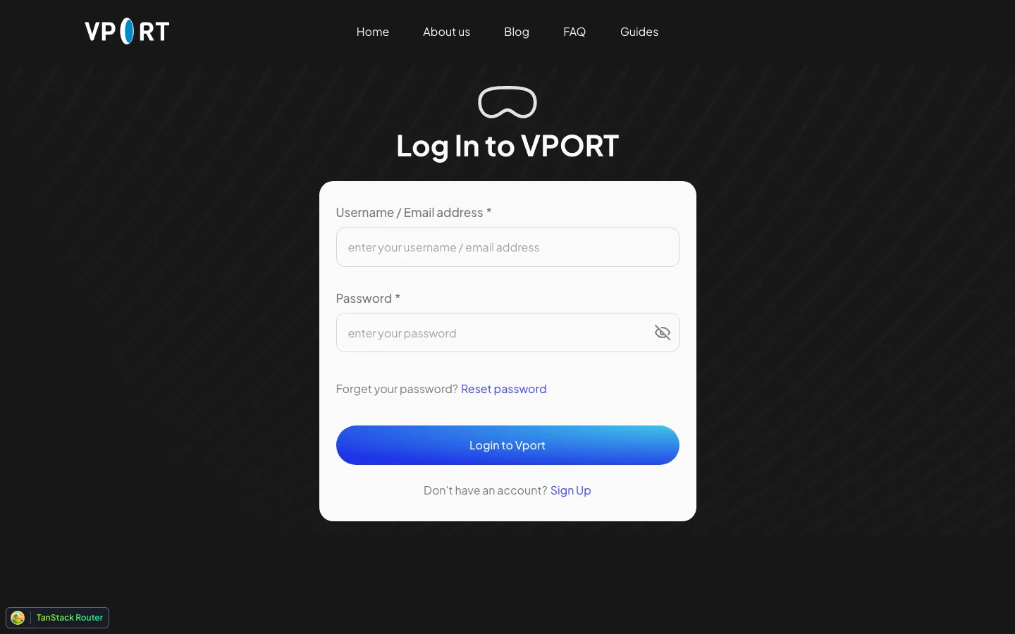 VPORT login page