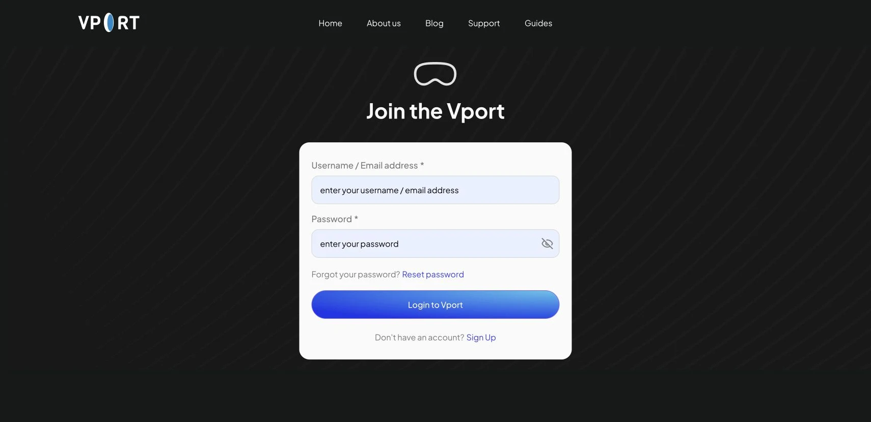 Current VPORT login form