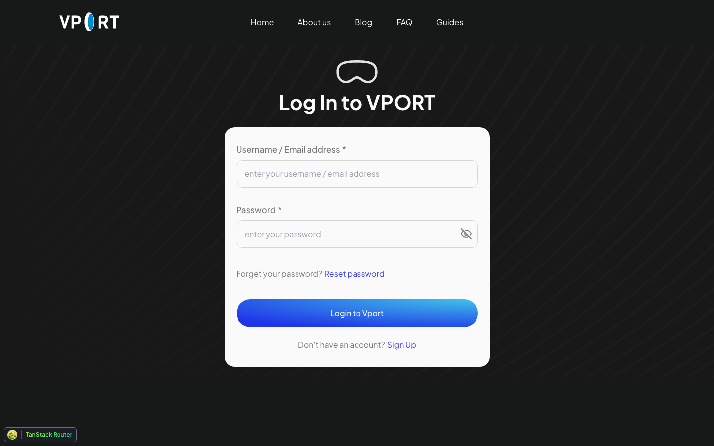 VPORT login page