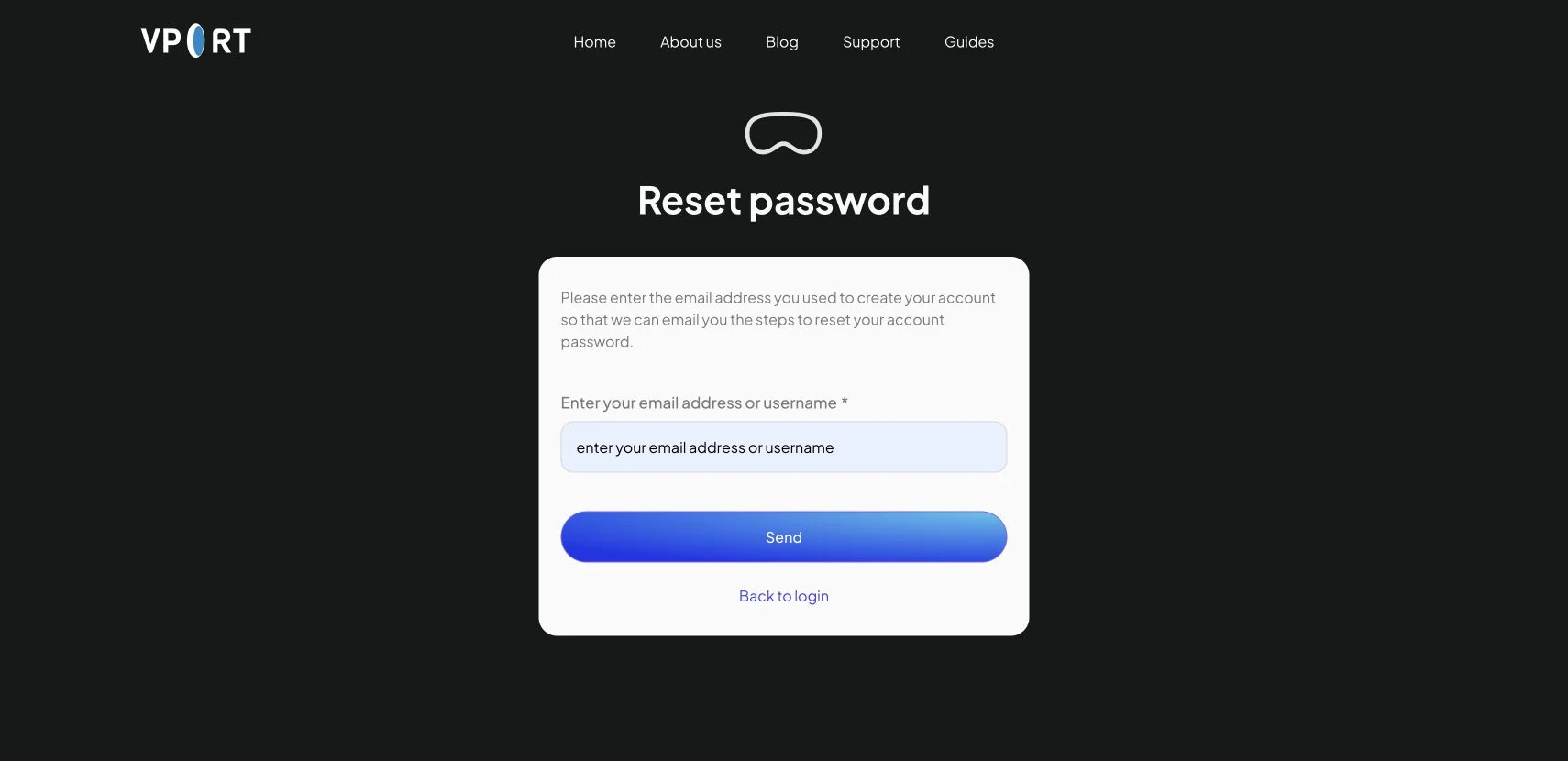 Current VPORT password-reset request