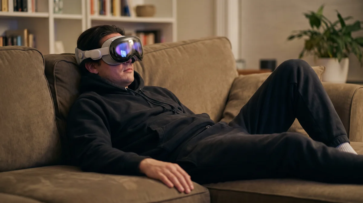 A fictional headset listener preparing a comfortable seated setup for a long electronic music set
